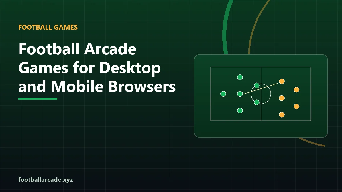Illustration comparing football arcade games on desktop and mobile browsers